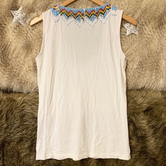 Boston Proper Beaded White Tank Top - Picture 3 of 4